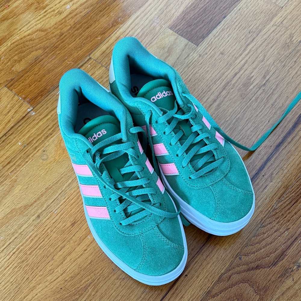 Adidas green and pink sneakers size 6.5
